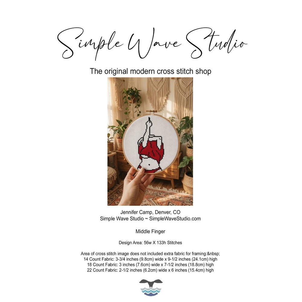Subversive Middle Finger Modern Cross Stitch Kit DIY Red White Black